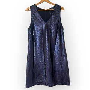 Banana Republic Navy Sequin V-neck Dress NWT